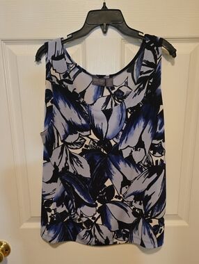 Additions by Chicos Black & Blue Floral Sleeveless Tank. Size 3